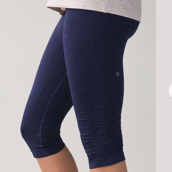Lululemon In The Flow Crop Legging Heathered Cadet Blue - Picture 1 of 11